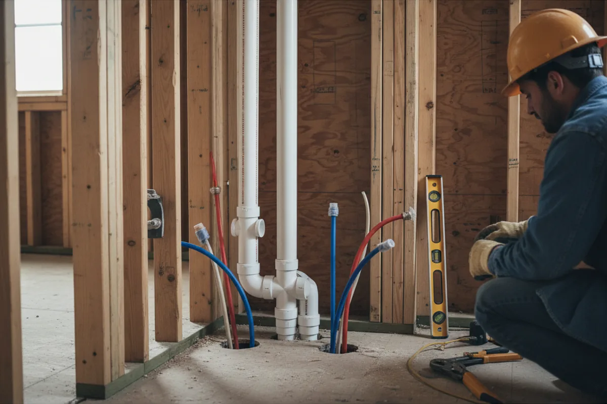 Drain and supply rough-in during Toilet Repair and Installation in Cleves
